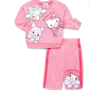 T HelloKittyandFriends Baby Long Sleeve Graphic Crewneck Tee with Matching Pant